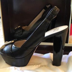 Joan & David High Heeled Buckle Platform